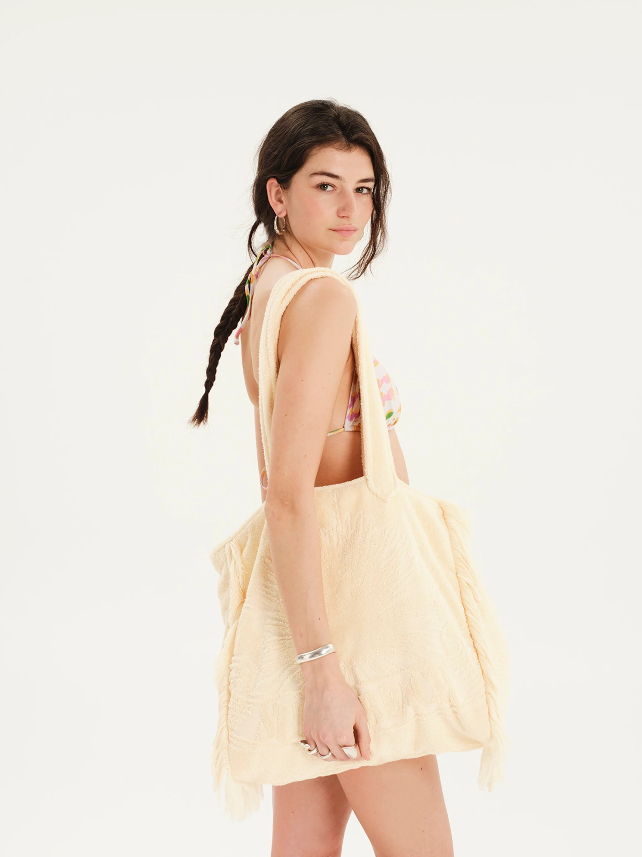 vanilla-terry-tote-bag, SS26, Terry tote beach bag-Vanilla